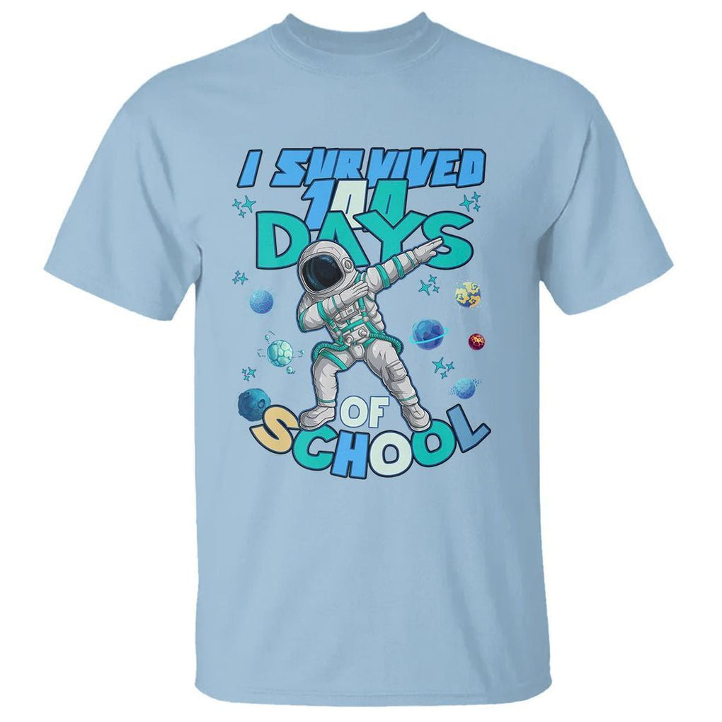 100 Days of School Astronaut T Shirt Outer Space Dabbing I Survived - FUNOLO