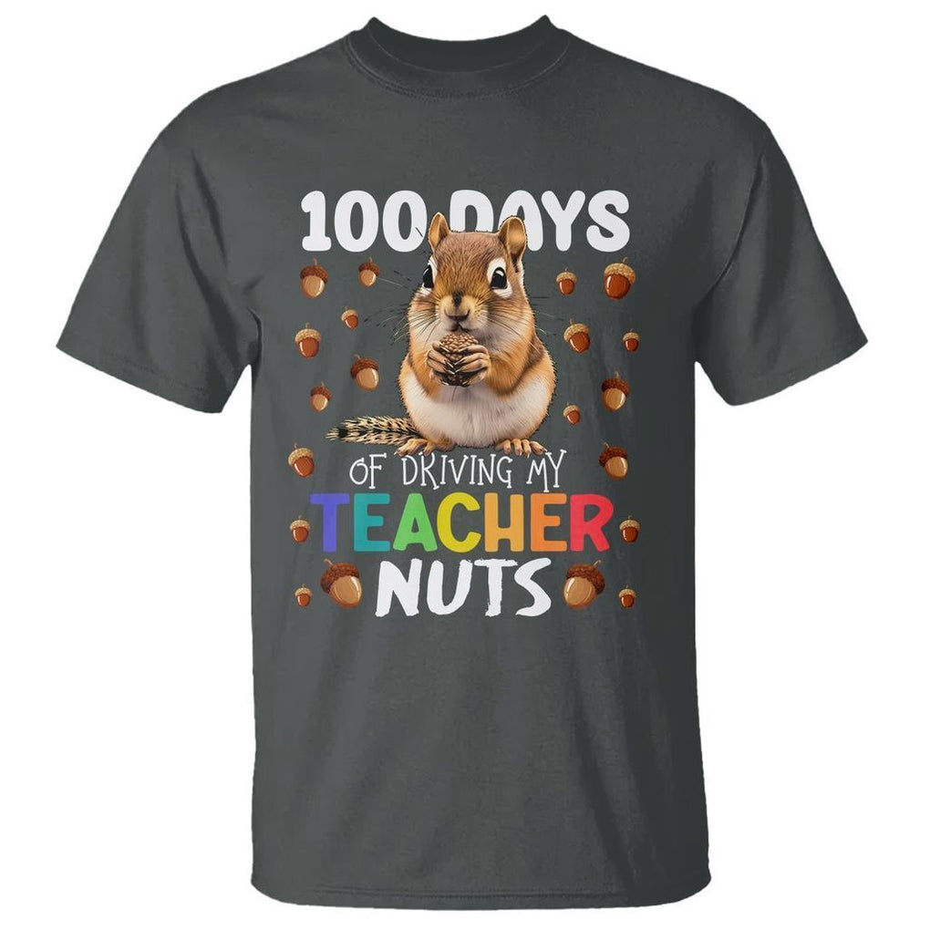 100 Days of School Chipmunk T Shirt Driving My Teacher Nuts - FUNOLO