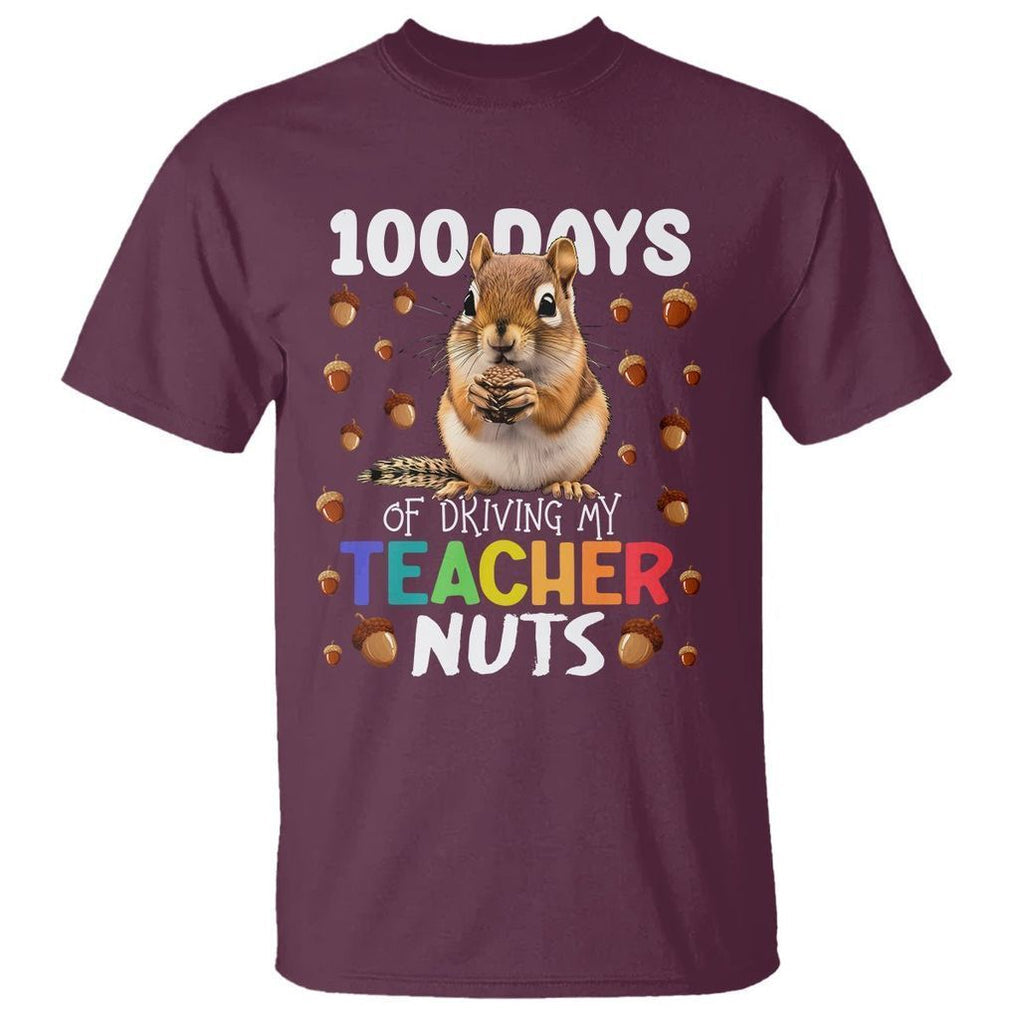 100 Days of School Chipmunk T Shirt Driving My Teacher Nuts - FUNOLO