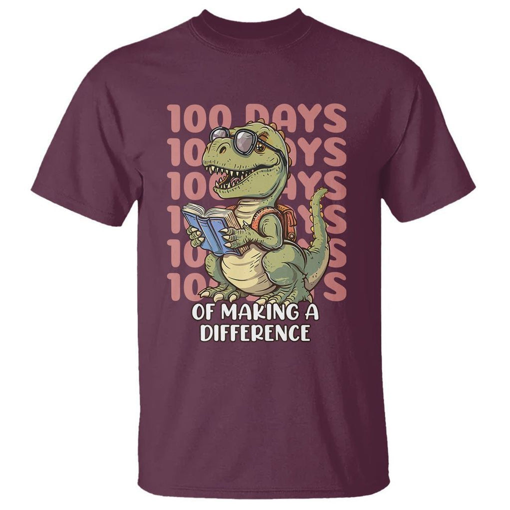100 Days of School Dinosaur T Shirt Making A Difference - FUNOLO