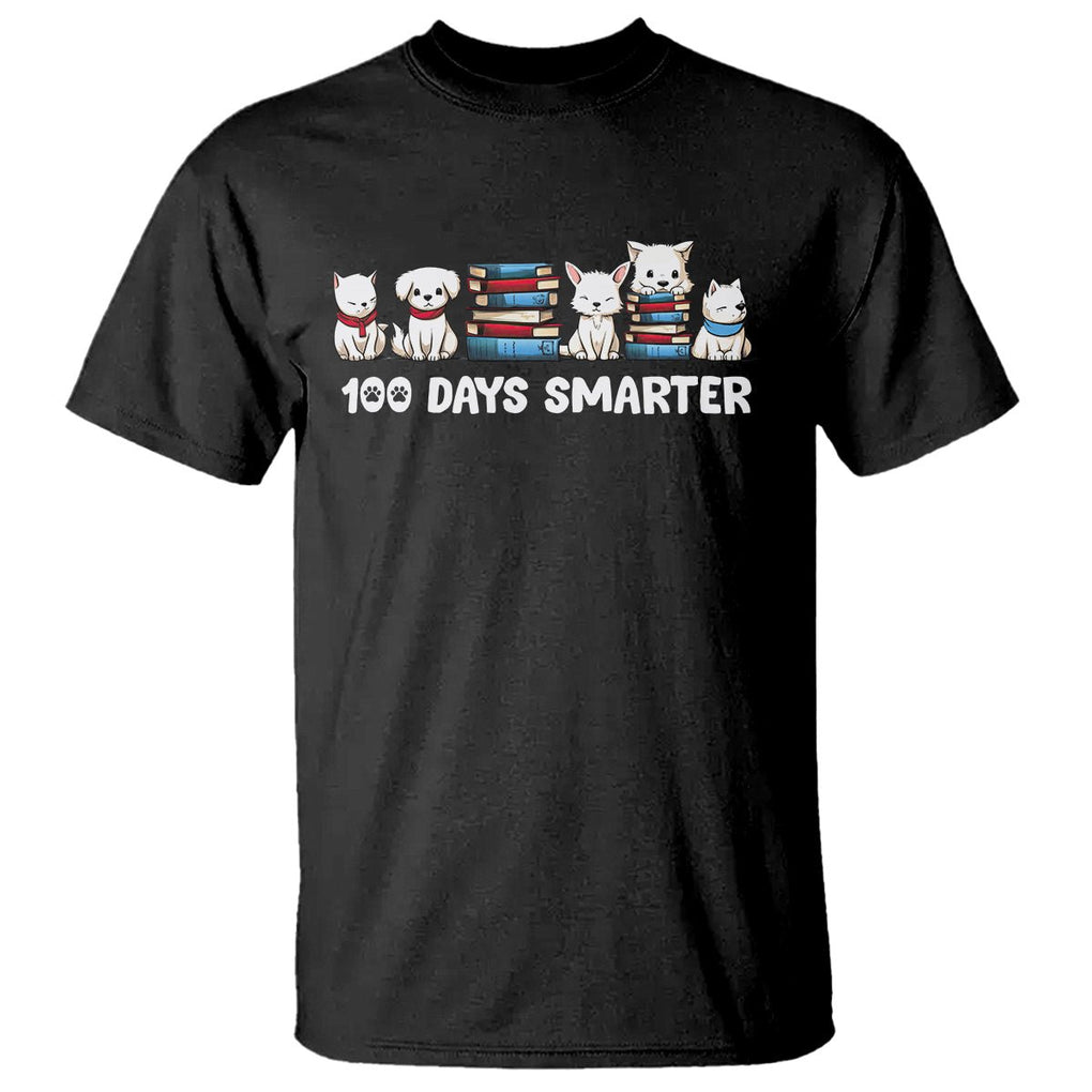 100th Day Of School T Shirt 101 Days Smarter Cute Dog Puppy - FUNOLO