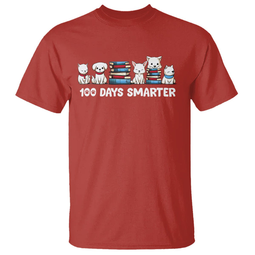 100th Day Of School T Shirt 101 Days Smarter Cute Dog Puppy - FUNOLO