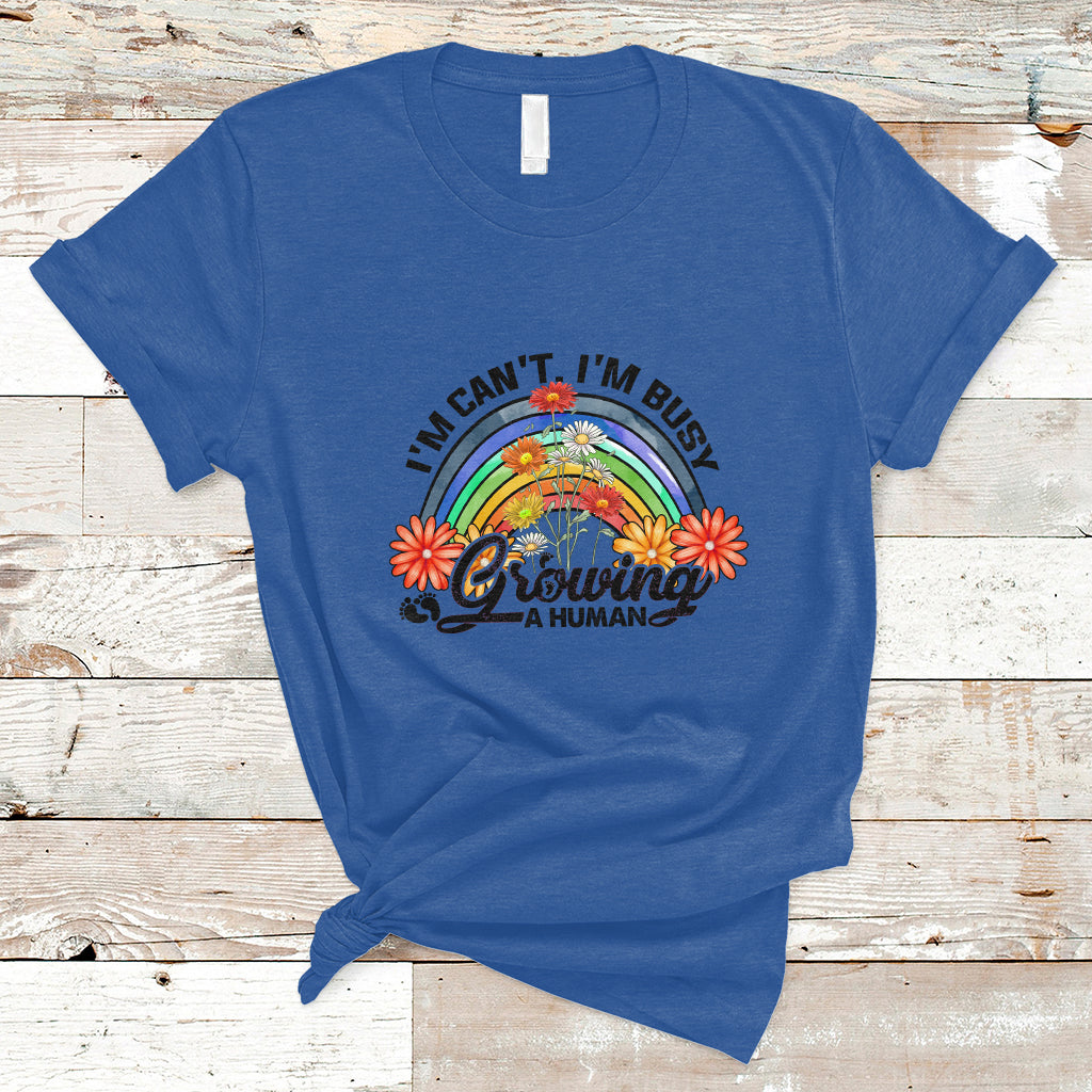 i-cant-im-busy-growing-a-human-pregnant-mom-first-mothers-day-retro-rainbow-t-shirt-ts02