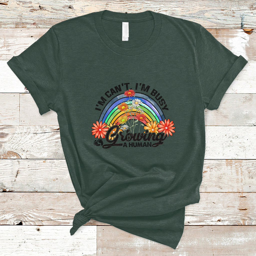 i-cant-im-busy-growing-a-human-pregnant-mom-first-mothers-day-retro-rainbow-t-shirt-ts02