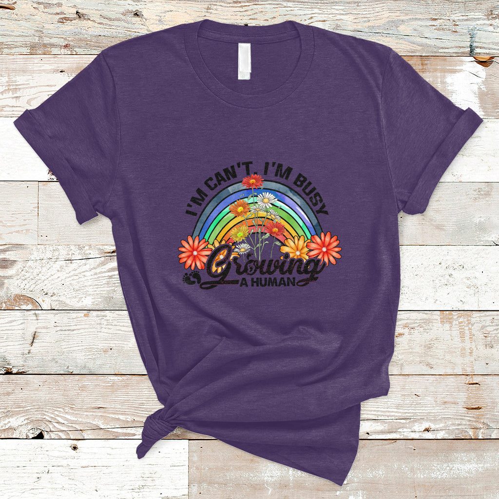 i-cant-im-busy-growing-a-human-pregnant-mom-first-mothers-day-retro-rainbow-t-shirt-ts02