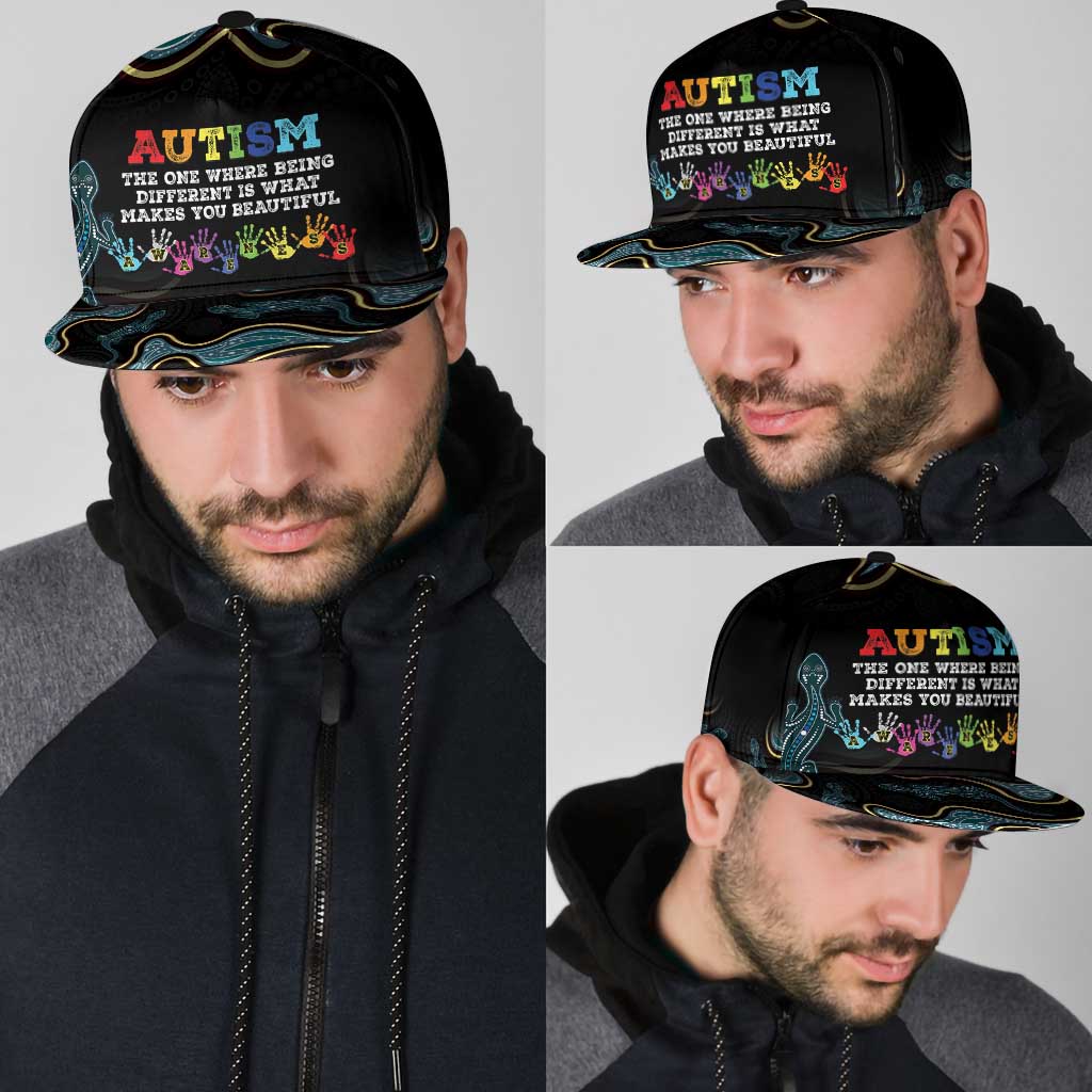 Australia Autism Support Aboriginal Lizard Snapback Cap