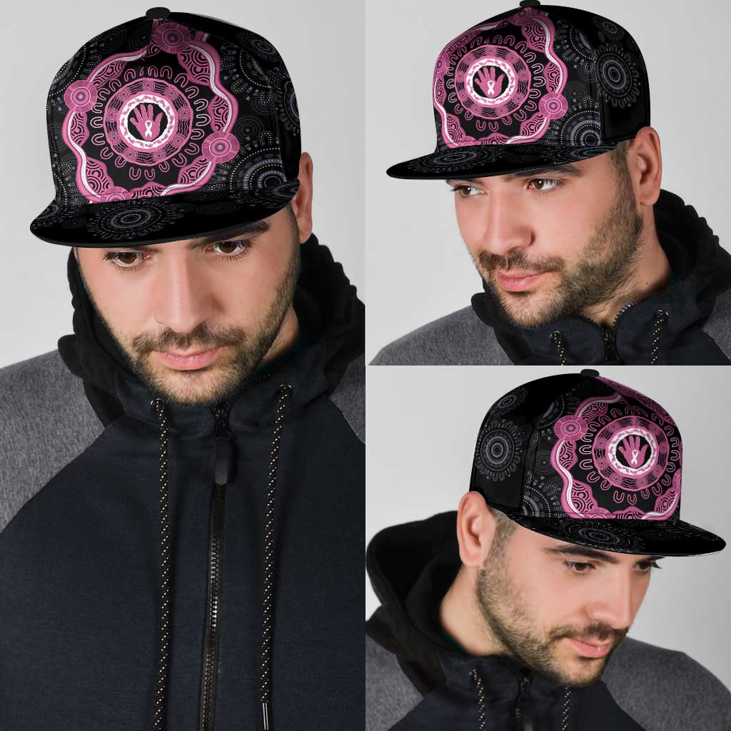 Australia Breast Cancer Support Snapback Cap Brave Strong Aboriginal Art