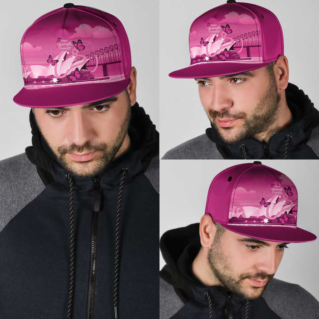 Australia Breast Cancer Support Snapback Cap Sydney Opera House Butterfly Pink Ribbon