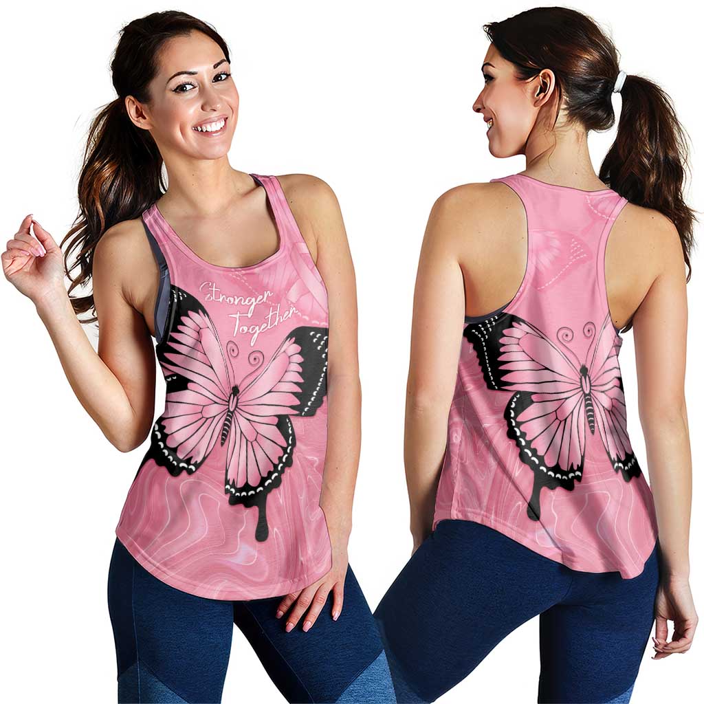 Australia Breast Cancer Support Women Racerback Tank Pink Ribbon Butterfly Opal Pattern