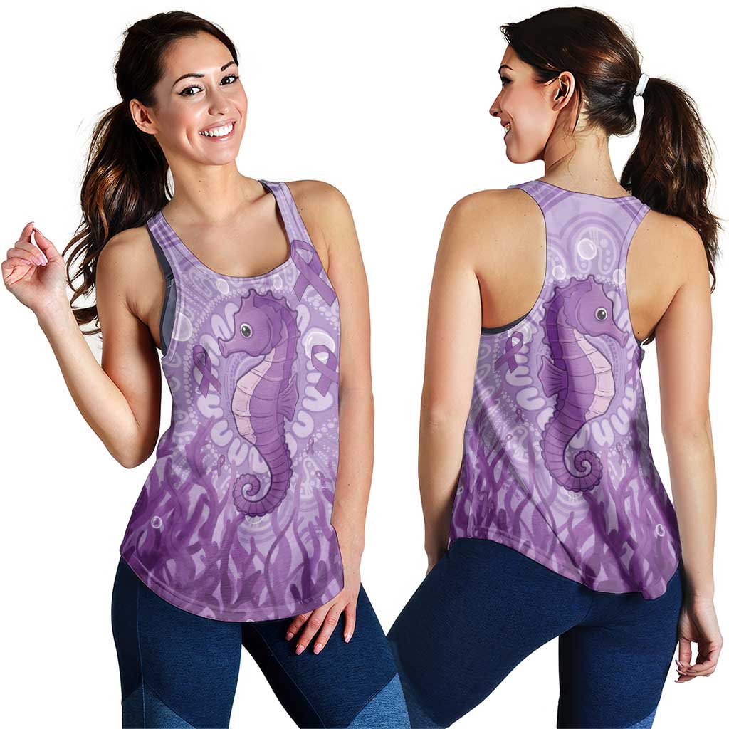 Australia Epilepsy Support Women Racerback Tank Seahorse Think Purple Ribbon Aboriginal