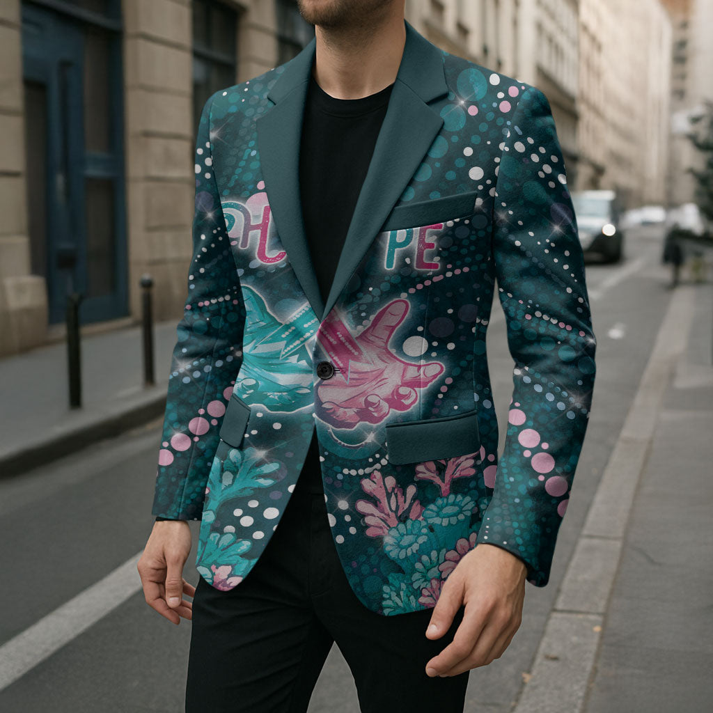 Personalised Hereditary Cancer Support Blazer Hope Ribbon With Aussie Teal Duncan Coral