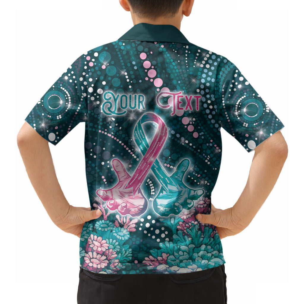 Personalised Hereditary Cancer Support Hawaiian Shirt Hope Ribbon With Aussie Teal Duncan Coral
