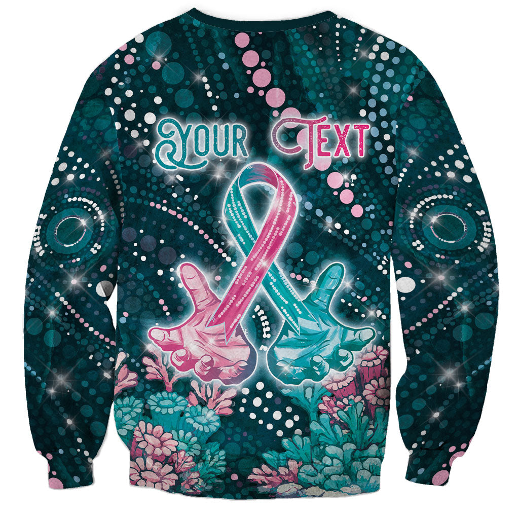 Personalised Hereditary Cancer Support Sweatshirt Hope Ribbon With Aussie Teal Duncan Coral