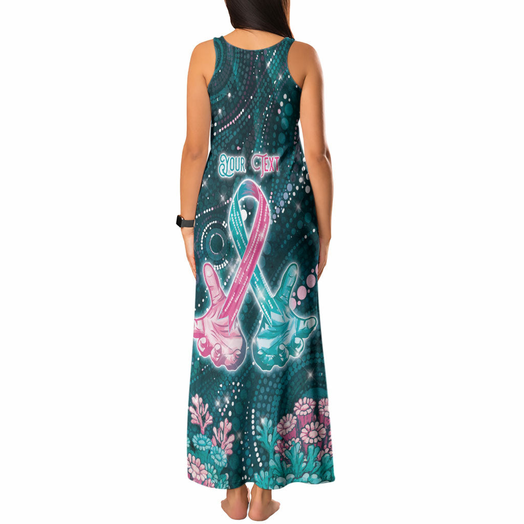 Personalised Hereditary Cancer Support Tank Maxi Dress Hope Ribbon With Aussie Teal Duncan Coral