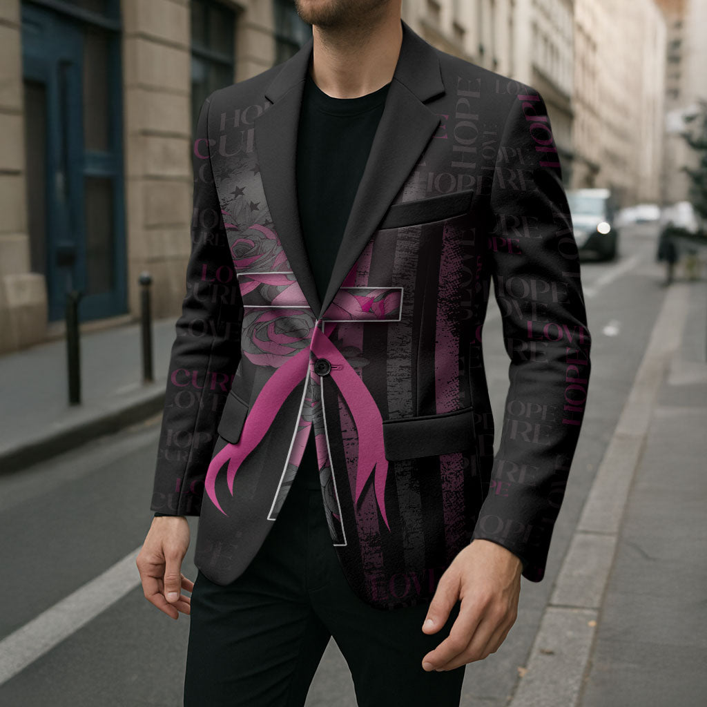 Personalized American Breast Cancer Support Blazer Hope And Cure Cross