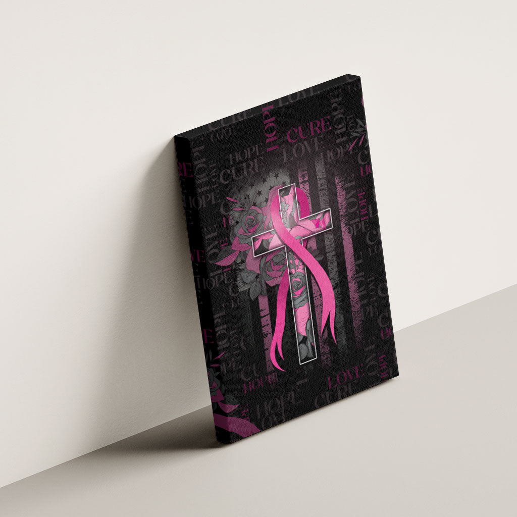 American Breast Cancer Support Canvas Wall Art Hope And Cure Cross