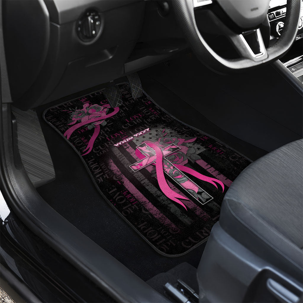 Personalized American Breast Cancer Support Car Mats Hope And Cure Cross