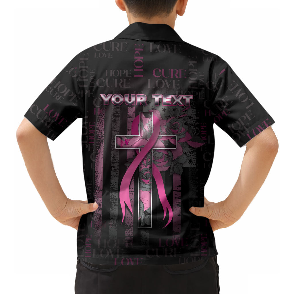 Personalized American Breast Cancer Support Hawaiian Shirt Hope And Cure Cross