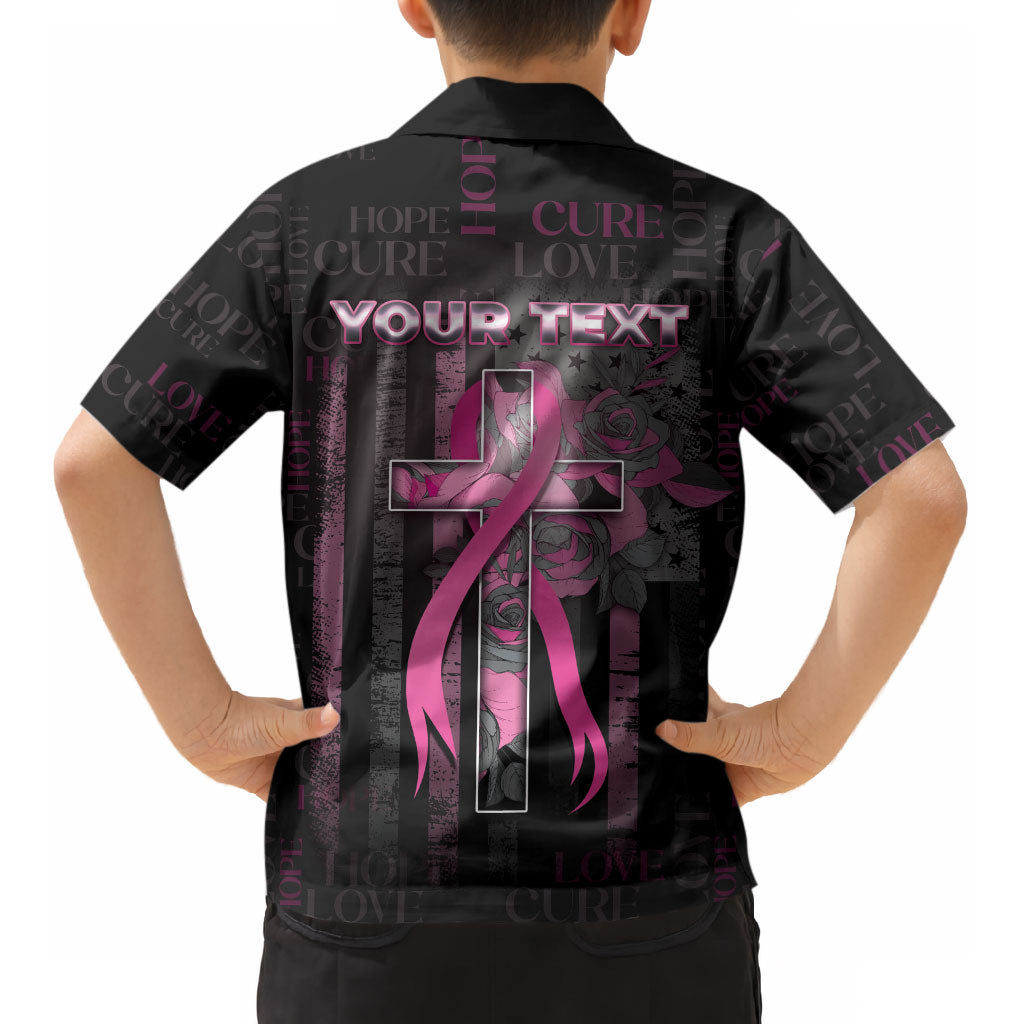 Personalized American Breast Cancer Support Kid Hawaiian Shirt Hope And Cure Cross