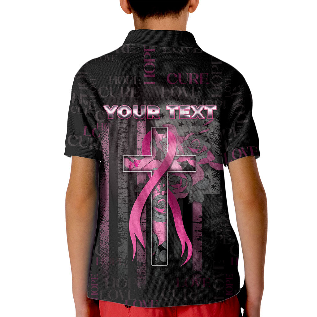 Personalized American Breast Cancer Support Kid Polo Shirt Hope And Cure Cross