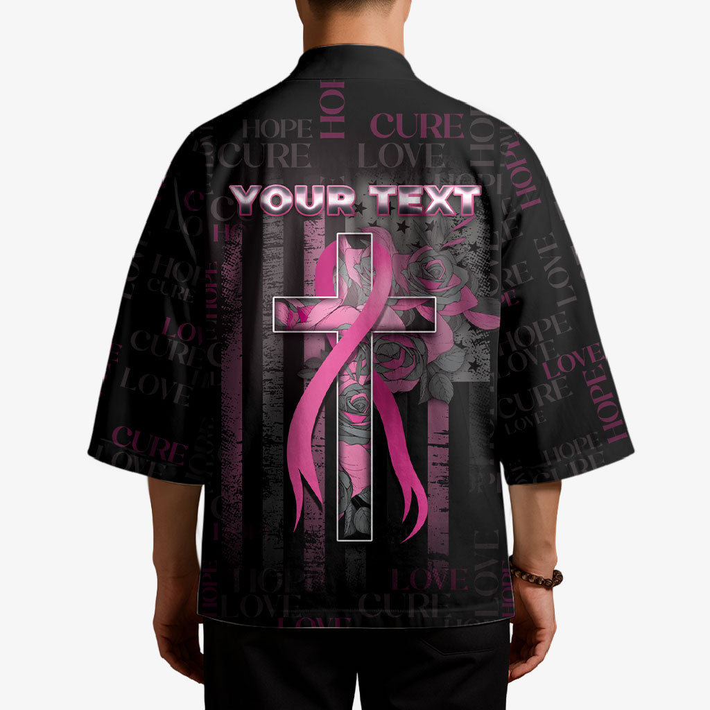 Personalized American Breast Cancer Support Kimono Hope And Cure Cross