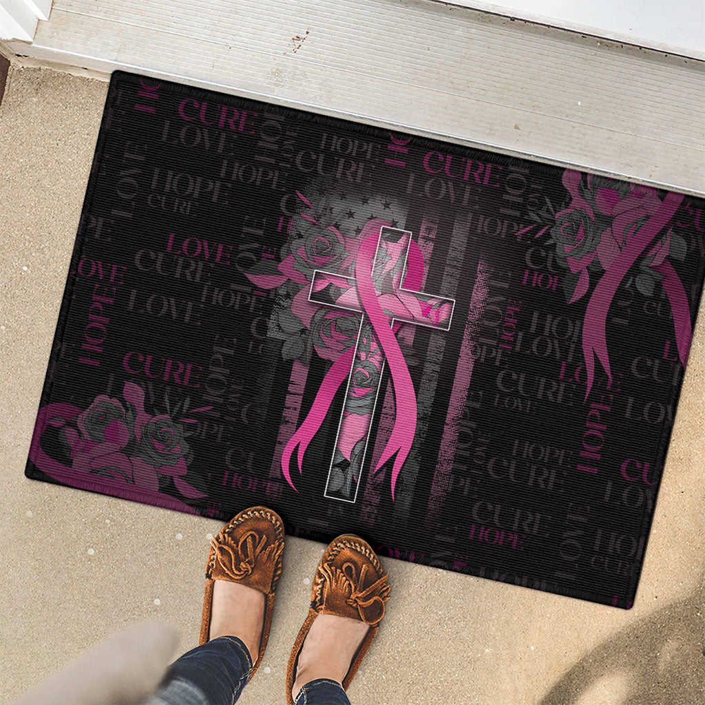 American Breast Cancer Support Rubber Doormat Hope And Cure Cross