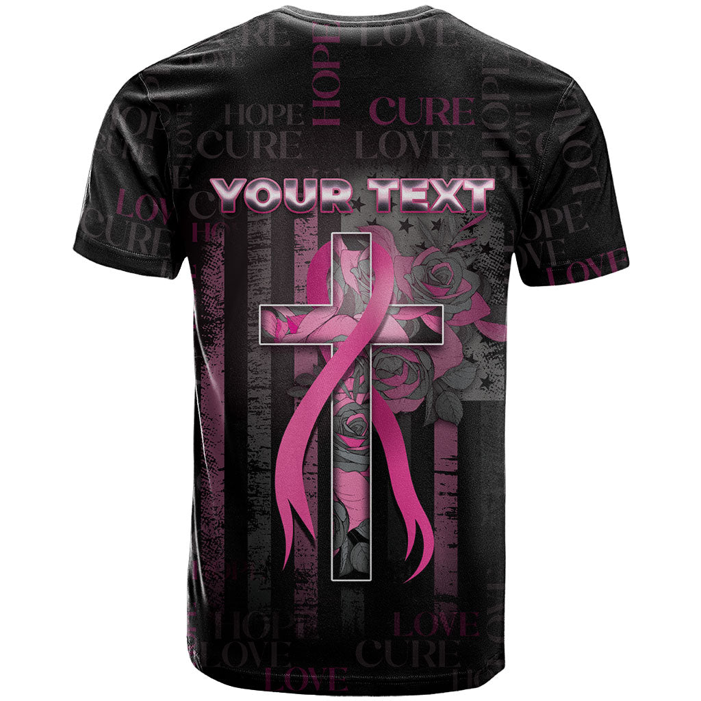 Personalized American Breast Cancer Support T Shirt Hope And Cure Cross