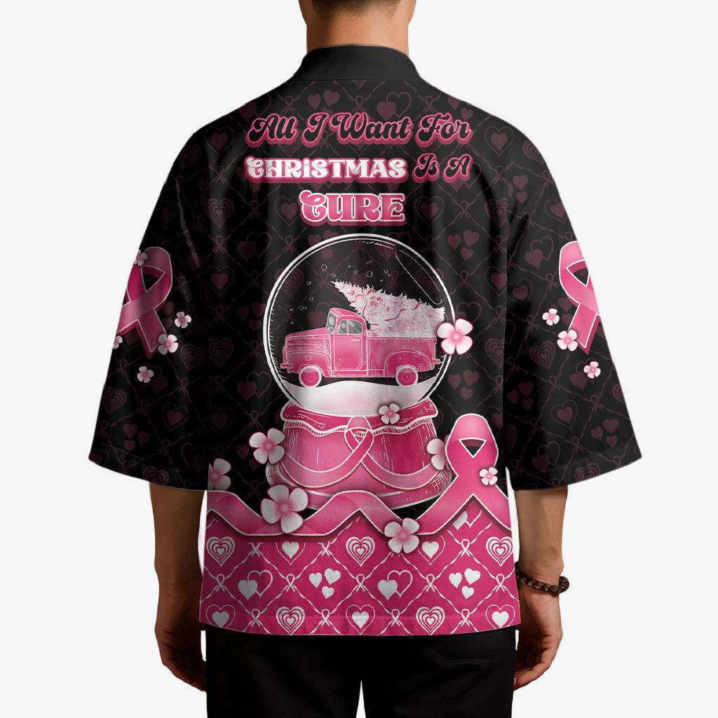 Breast Cancer Christmas Support Kimono Merry Pinkmas