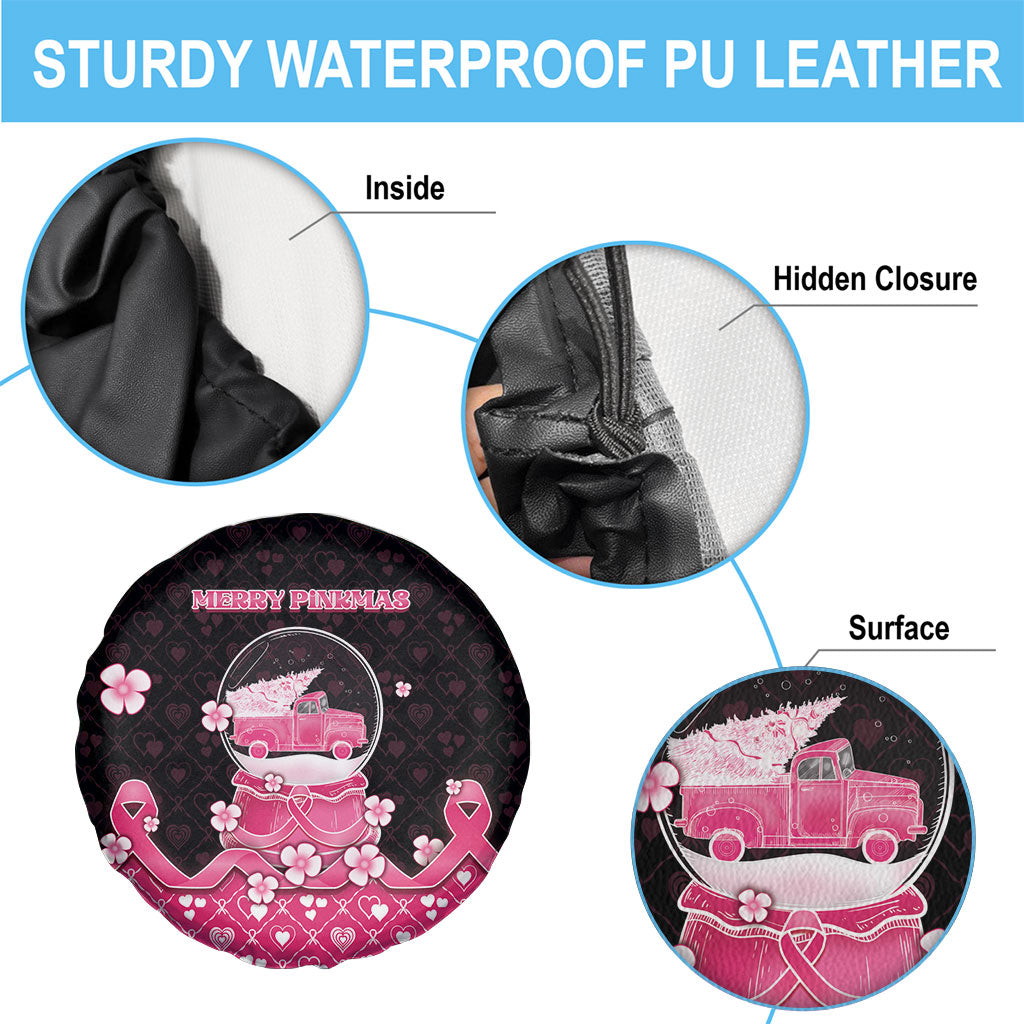 Breast Cancer Christmas Support Spare Tire Cover Merry Pinkmas