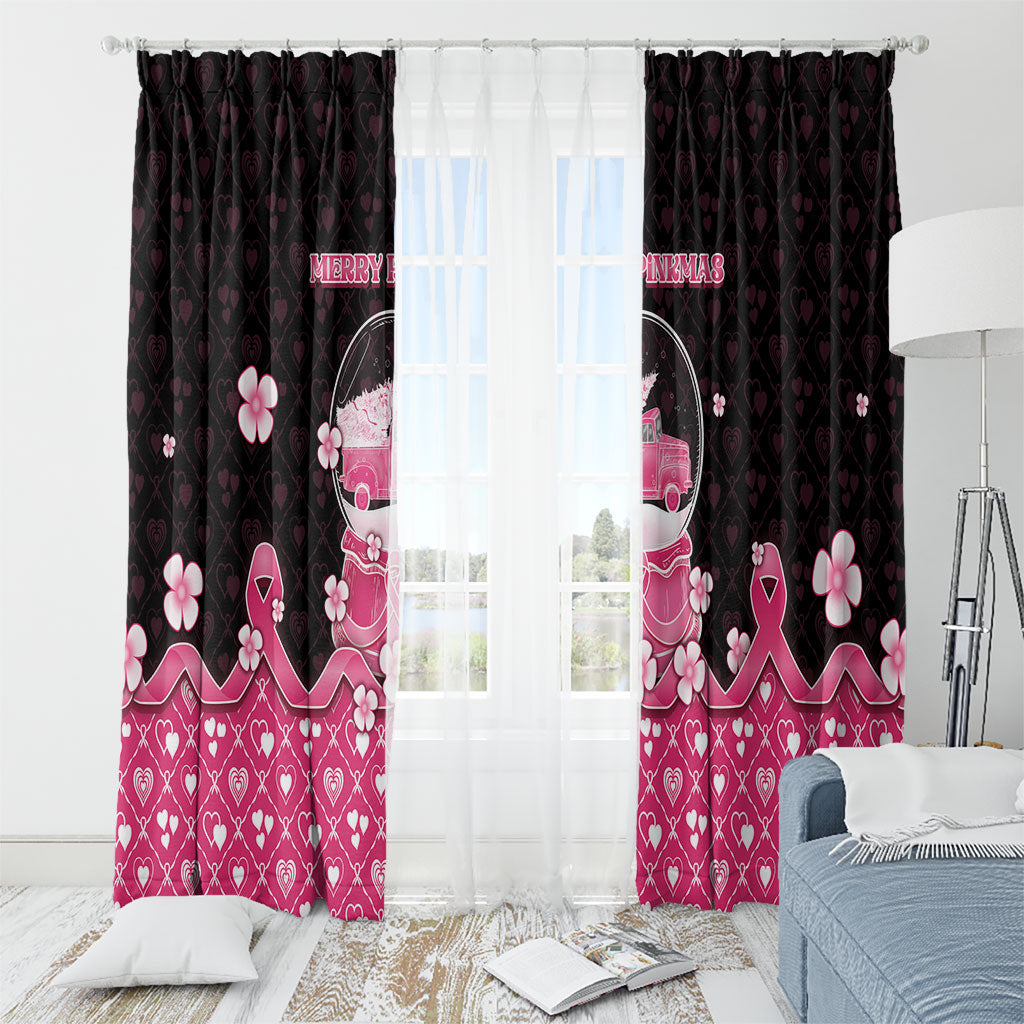 Breast Cancer Christmas Support Window Curtain Merry Pinkmas