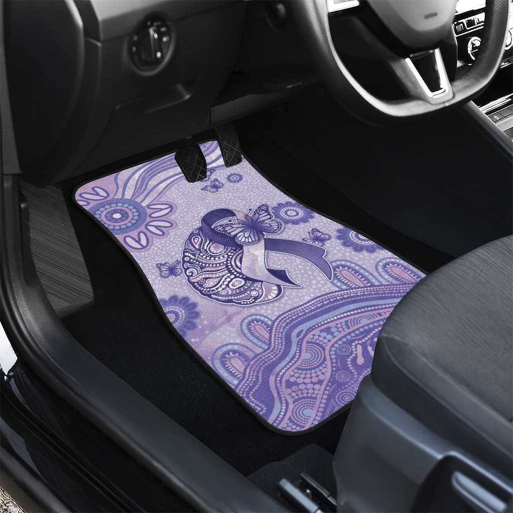 Epilepsy Support Car Mats Purple Ribbon Butterfly And Brain Aboriginal Art