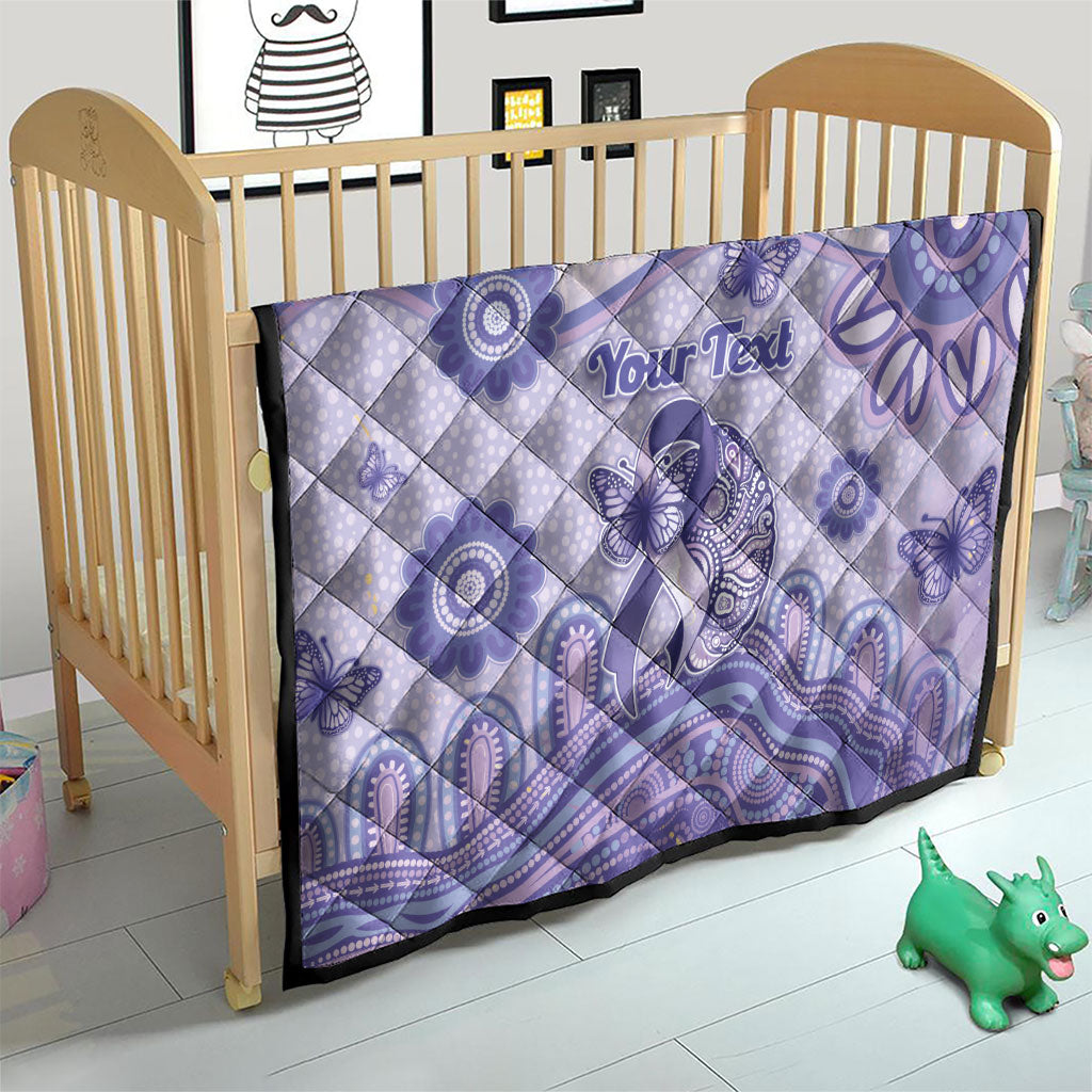 Personalised Epilepsy Support Quilt Purple Ribbon Butterfly And Brain Aboriginal Art