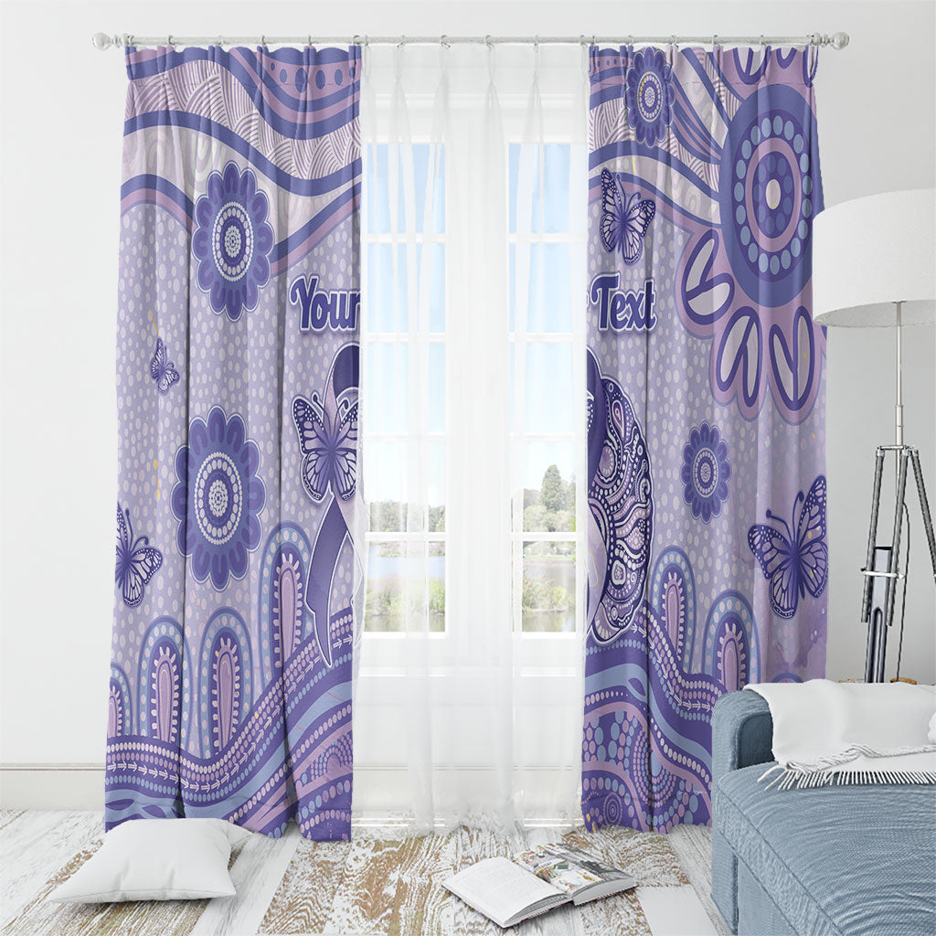 Personalised Epilepsy Support Window Curtain Purple Ribbon Butterfly And Brain Aboriginal Art