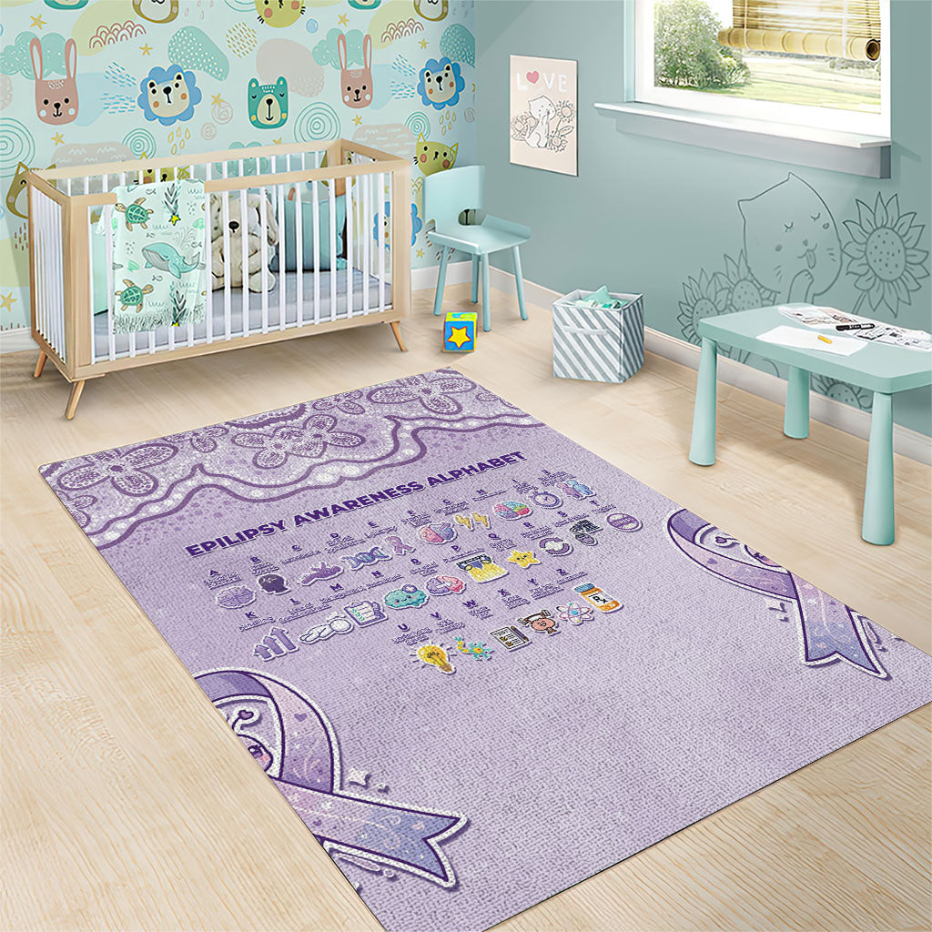 Epilepsy Support Area Rug Purple Ribbon Butterfly Cute Style