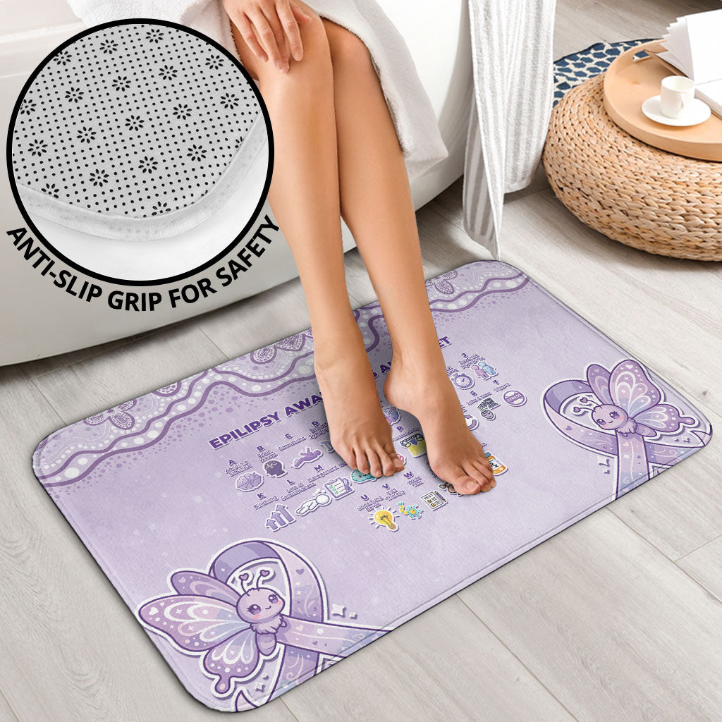 Epilepsy Support Bathroom Set Purple Ribbon Butterfly Cute Style