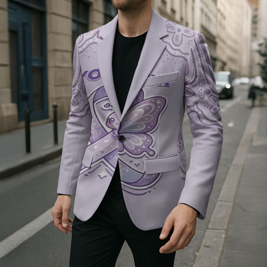 Personalised Epilepsy Support Blazer Purple Ribbon Butterfly Cute Style