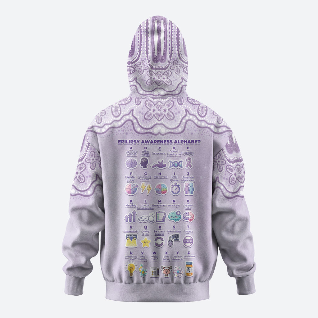 Personalised Epilepsy Support Hoodie Purple Ribbon Butterfly Cute Style