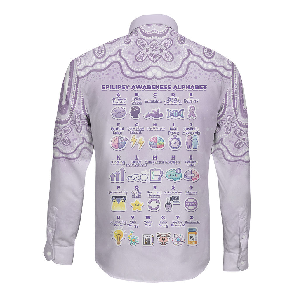Personalised Epilepsy Support Long Sleeve Button Shirt Purple Ribbon Butterfly Cute Style