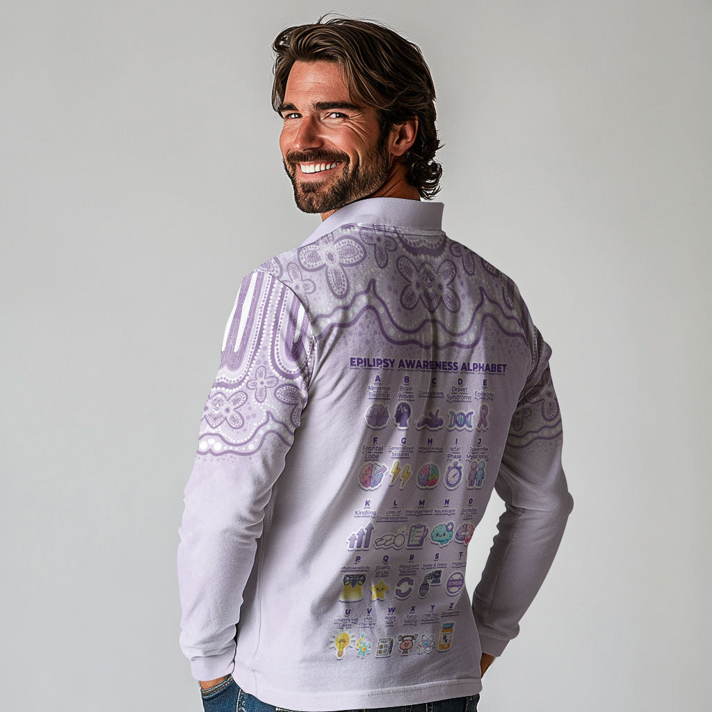 Personalised Epilepsy Support Long Sleeve Polo Shirt Purple Ribbon Butterfly Cute Style