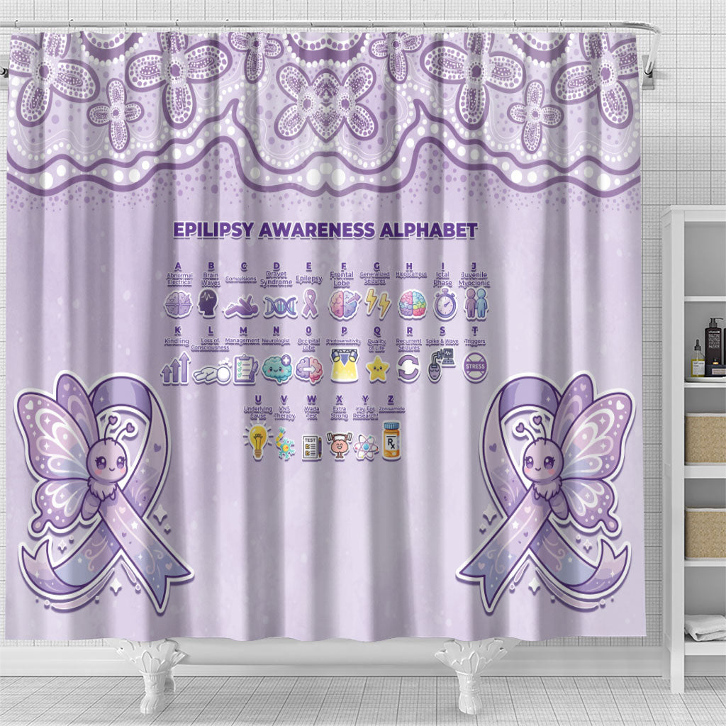 Epilepsy Support Shower Curtain Purple Ribbon Butterfly Cute Style