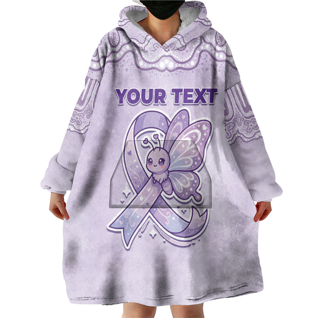 Personalised Epilepsy Support Wearable Blanket Hoodie Purple Ribbon Butterfly Cute Style