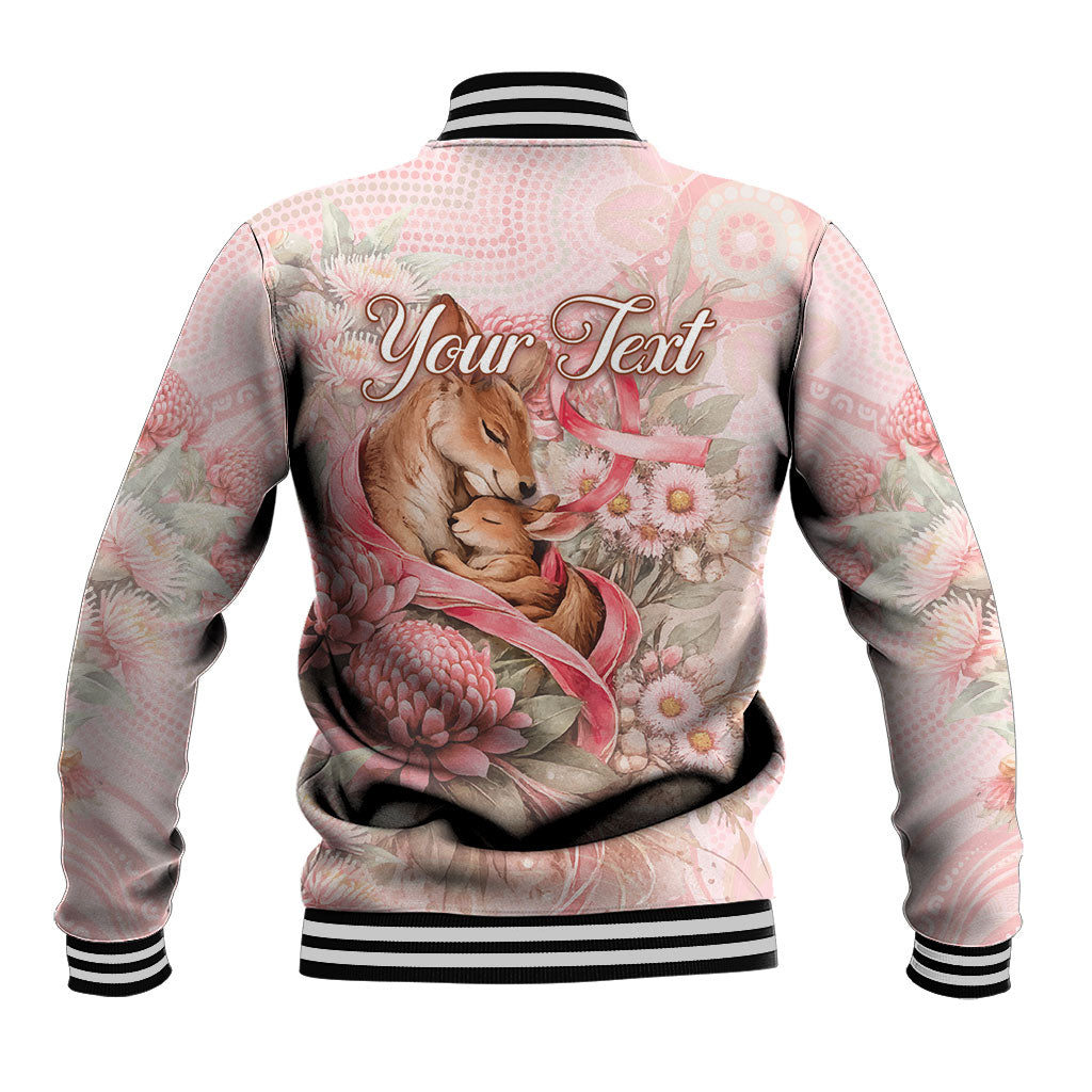 Personalised Breast Cancer Support Baseball Jacket Mother Kangaroo And Ribbon Hope