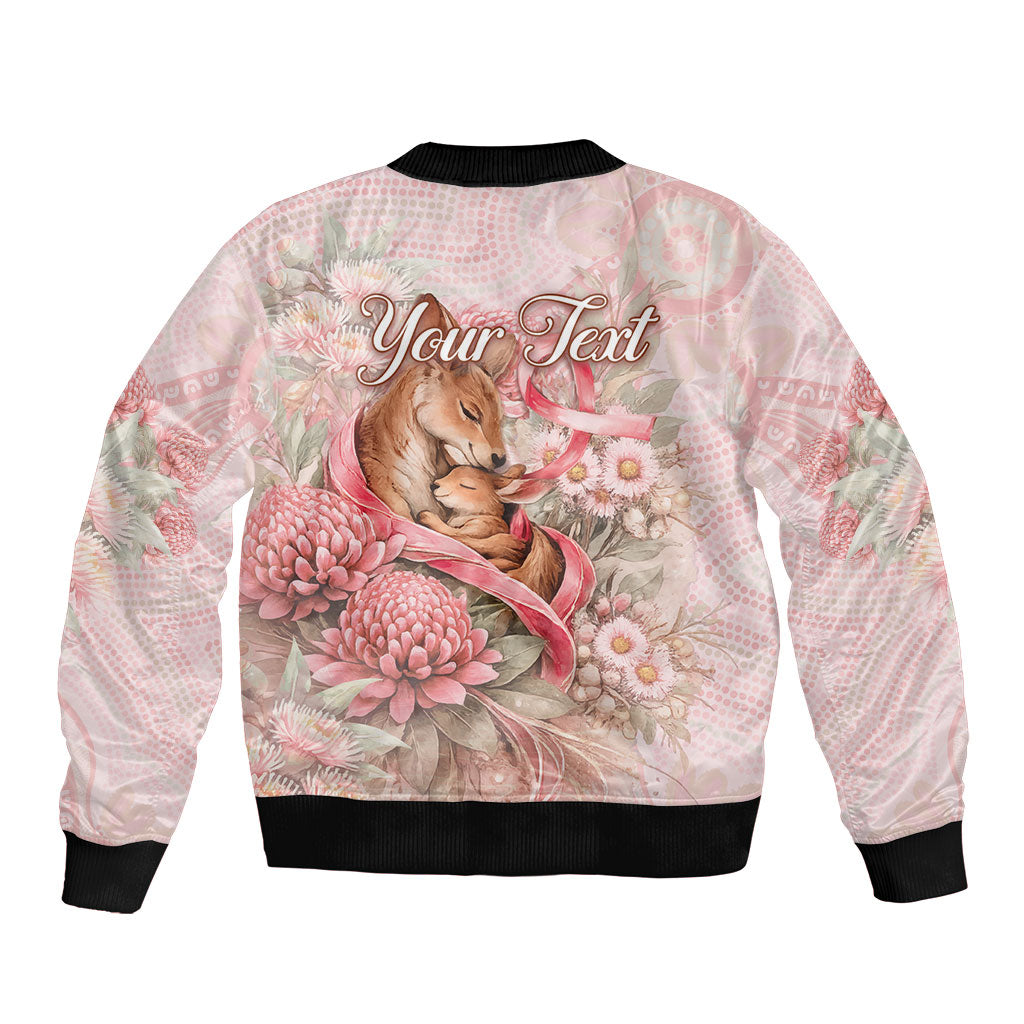 Personalised Breast Cancer Support Bomber Jacket Mother Kangaroo And Ribbon Hope