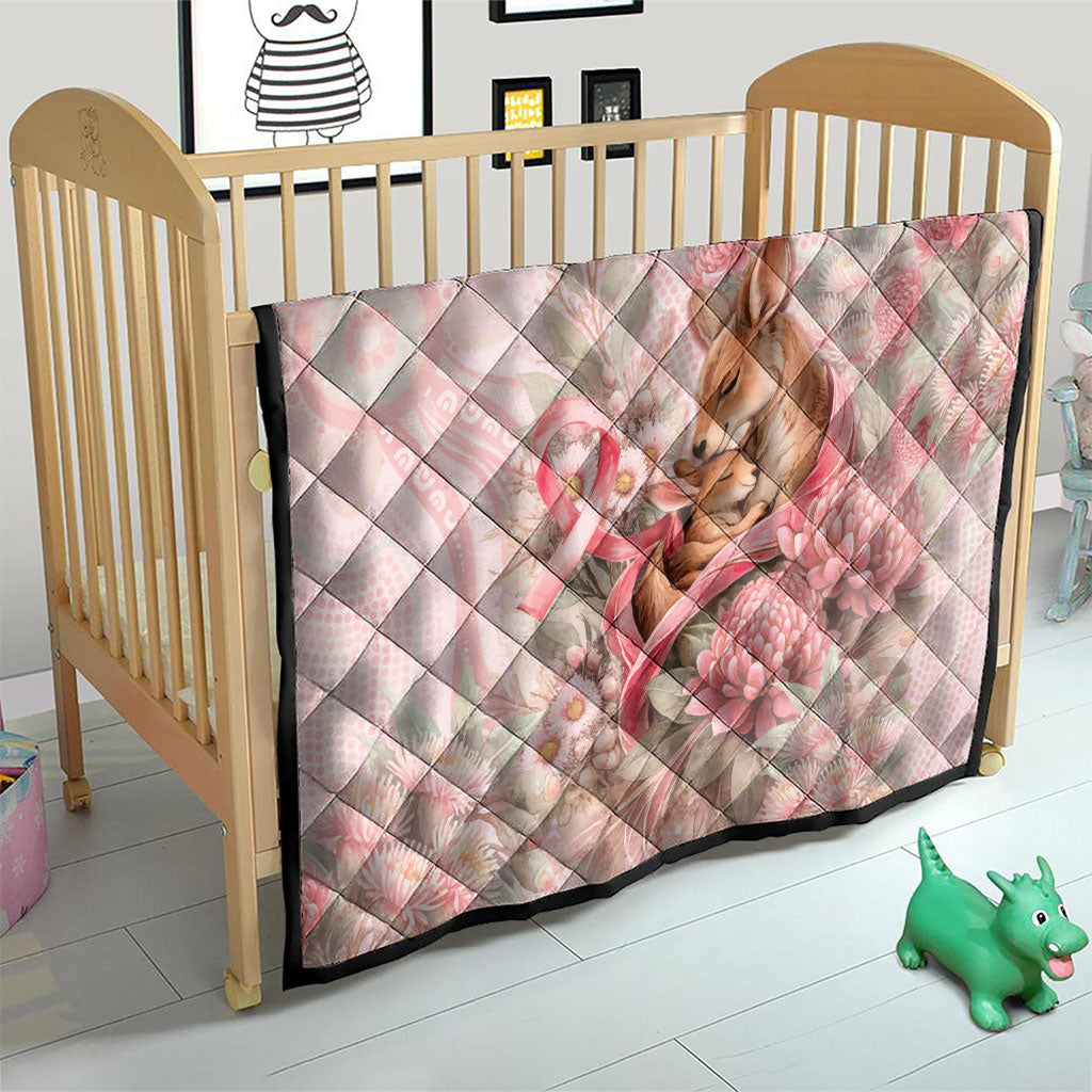Breast Cancer Support Quilt Mother Kangaroo And Ribbon Hope