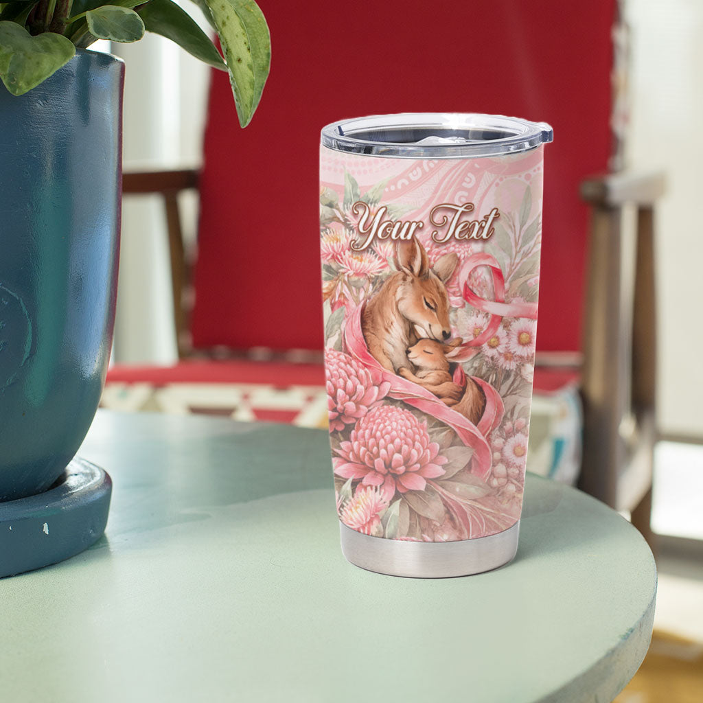 Personalised Breast Cancer Support Tumbler Cup Mother Kangaroo And Ribbon Hope