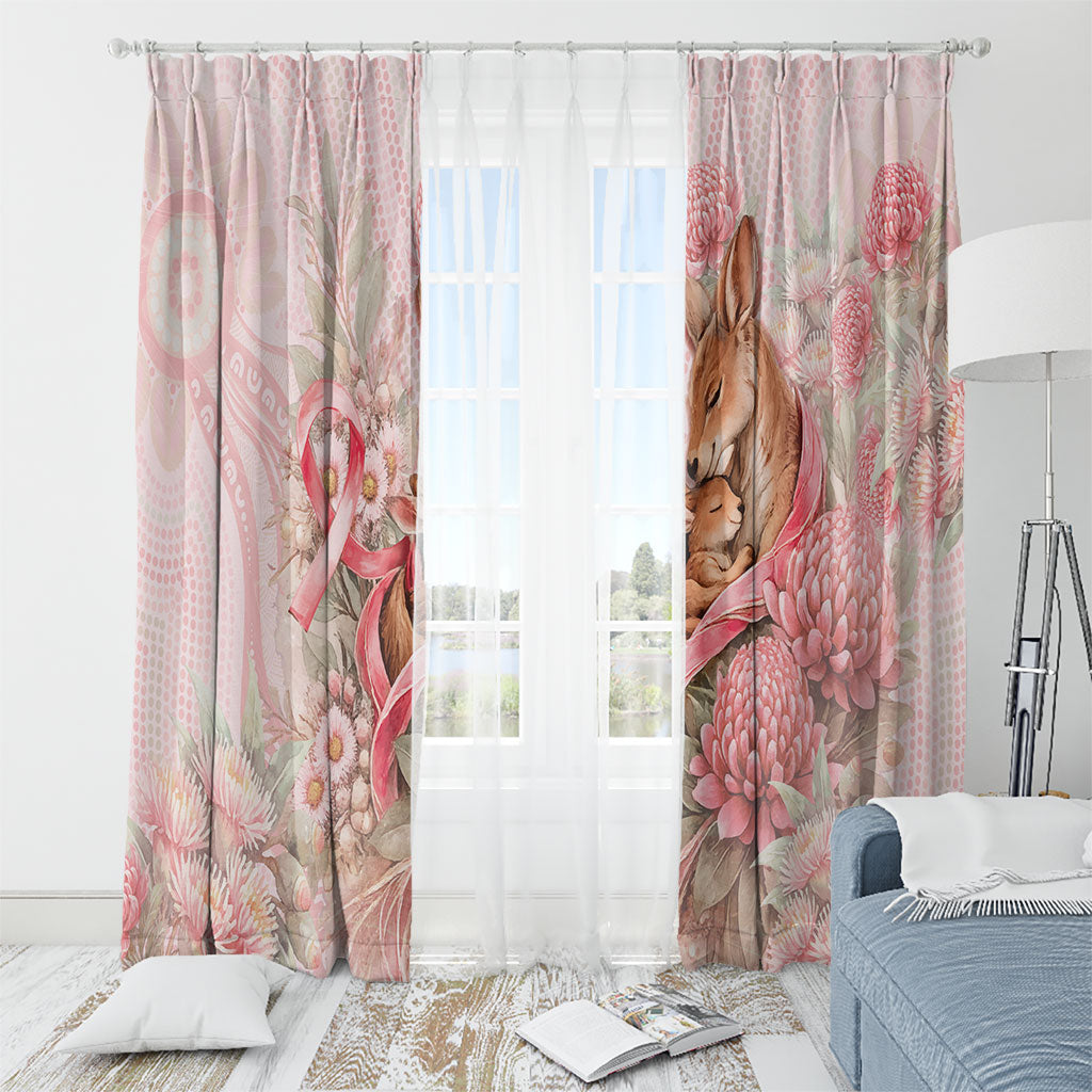 Breast Cancer Support Window Curtain Mother Kangaroo And Ribbon Hope