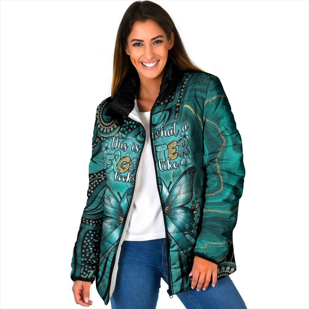 Personalised Ovarian Cancer Support Padded Jacket This Is What A Fighter Looks Like