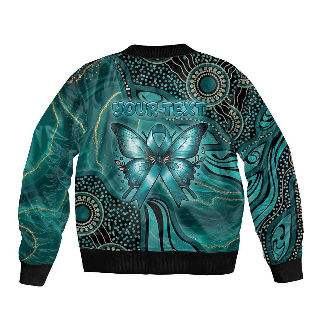 Personalised Ovarian Cancer Support Sleeve Zip Bomber Jacket This Is What A Fighter Looks Like