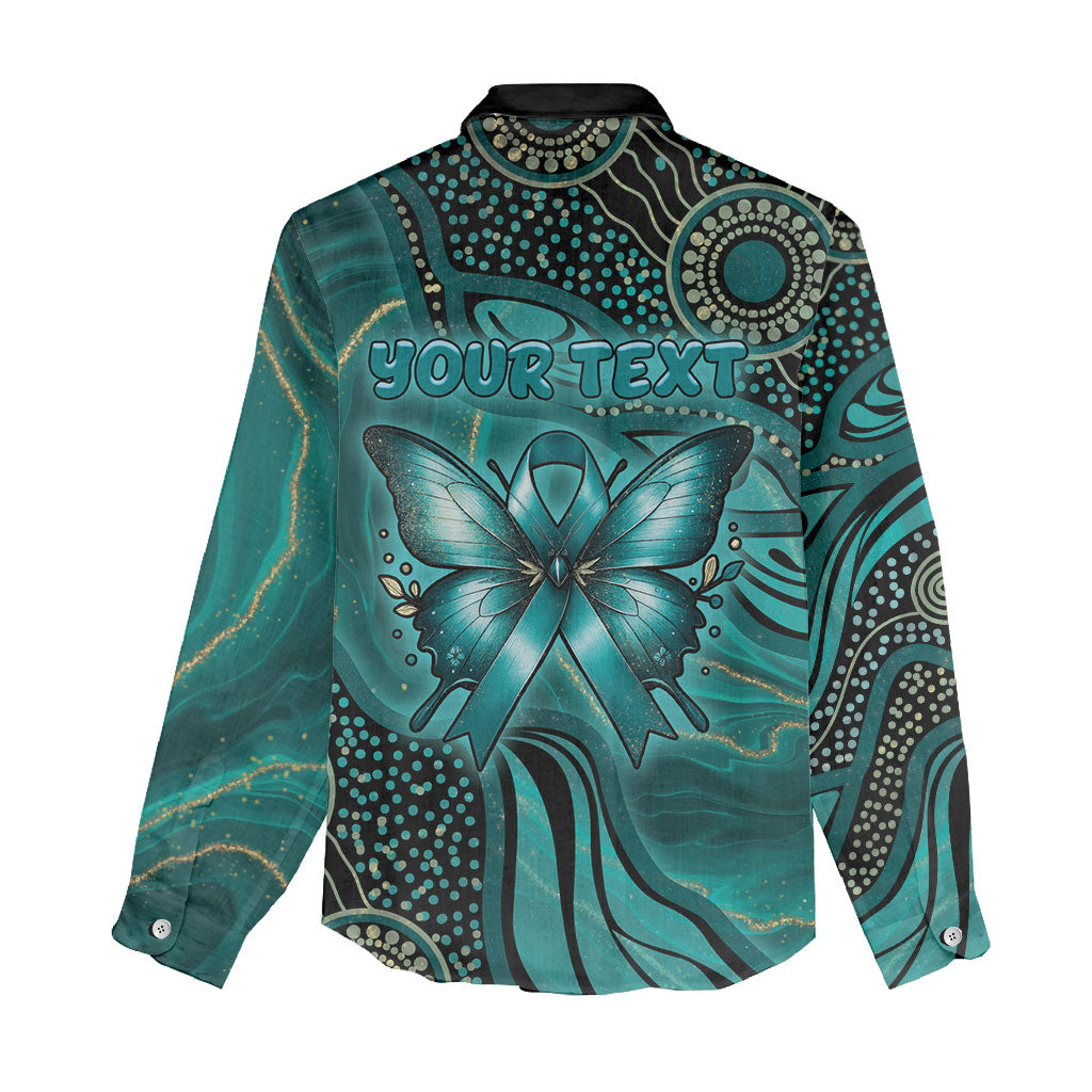 Personalised Ovarian Cancer Support Women Casual Shirt This Is What A Fighter Looks Like