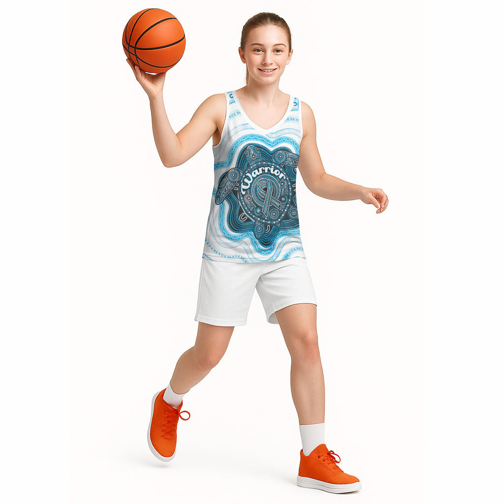 Personalised Prostate Cancer Support Basketball Jersey Warrior Ribbon Turtle Dot Art Pattern
